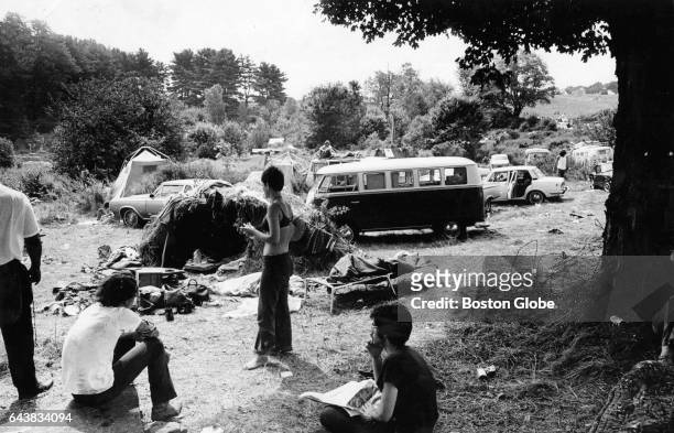 Attendees and their campsites are pictured at the Woodstock Music Festival in White Lake, NY on Aug. 17, 1969.