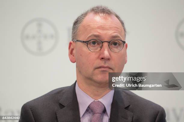 Balance Press Conference of Bayer AG in Leverkusen. Werner Baumann, CEO of Bayer AG, during the press conference.