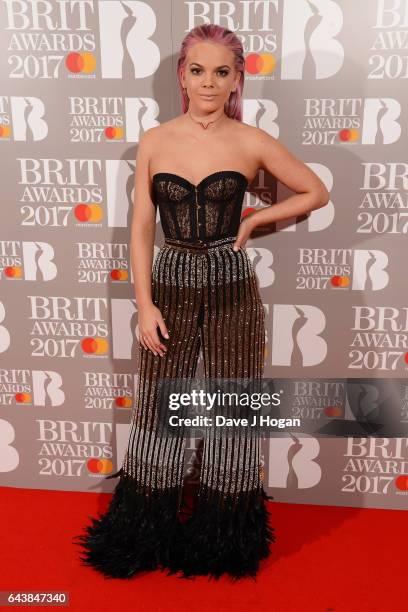 Louisa Johnson attends The BRIT Awards 2017 at The O2 Arena on February 22, 2017 in London, England.