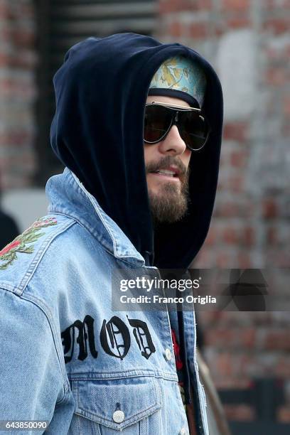 Jared Leto arrives at the Gucci show during Milan Fashion Week Fall/Winter 2017/18 on February 22, 2017 in Milan, Italy.