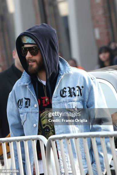 Jared Leto arrives at the Gucci show during Milan Fashion Week Fall/Winter 2017/18 on February 22, 2017 in Milan, Italy.