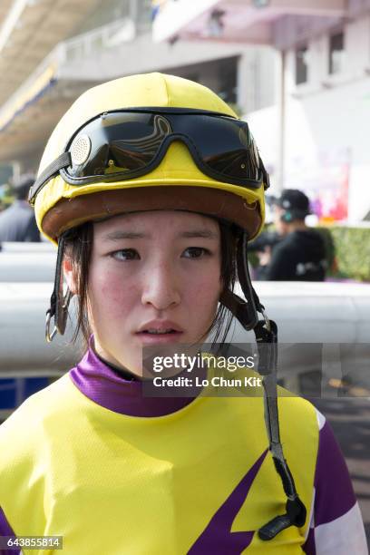 Jockey Nanako Fujita particiapte the International Mixed Doubles Jockeys Challenge Day at Taipa Racecourse on January 21, 2017 in Macau, Macau.