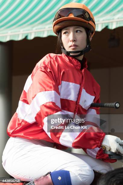 Jockey Nanako Fujita particiapte the International Mixed Doubles Jockeys Challenge Day at Taipa Racecourse on January 21, 2017 in Macau, Macau.