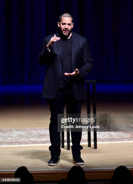 Magicians David Blaine performs during A Evening with Paul Auster & friends! MUSIC, MAGIC & THE MUSE: for his latest novel, "4 3 2 1" features Singer...