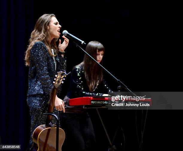 Singer Sophie Auster and Brittany Anjou preform during A Evening with Paul Auster & friends! MUSIC, MAGIC & THE MUSE: for his latest novel, "4 3 2 1"...