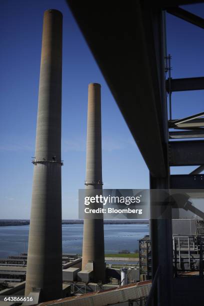 The NRG Energy Inc. WA Parish generating station stands in Thompsons, Texas, U.S., on Thursday, Feb. 16, 2017. The plant is home to the Petra Nova...