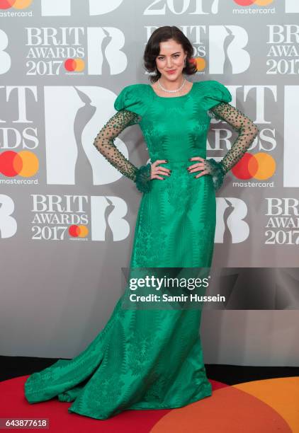 Eliza Cummings attends The BRIT Awards 2017 at The O2 Arena on February 22, 2017 in London, England.