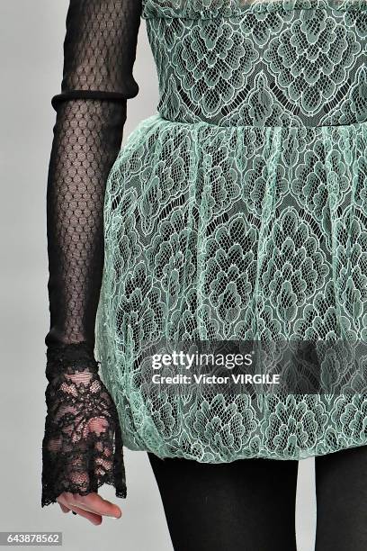 Model walks the runway at the Emilio de la Morena Ready to Wear Fall Winter 2017-2018 fashion show during the London Fashion Week February 2017...