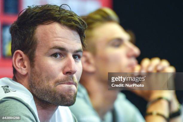 S Mark Cavendish from Dimension Data Team with Marcel Kittel , during a Top Riders press conference at the Yas Viceroy Abu Dhabi hotel. On Wednesday,...