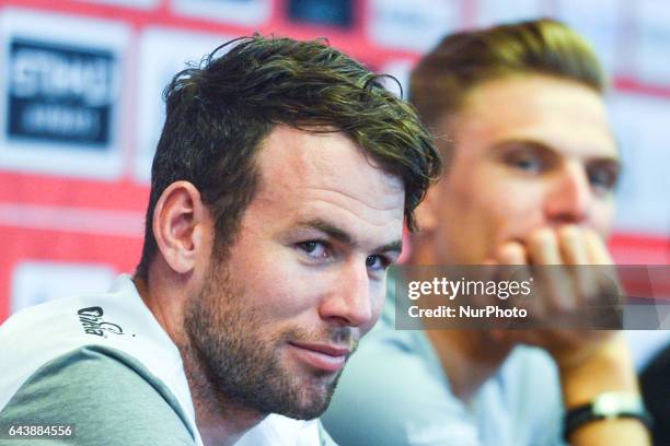 S Mark Cavendish from Dimension Data Team with Marcel Kittel , during a Top Riders press conference at the Yas Viceroy Abu Dhabi hotel. On Wednesday,...