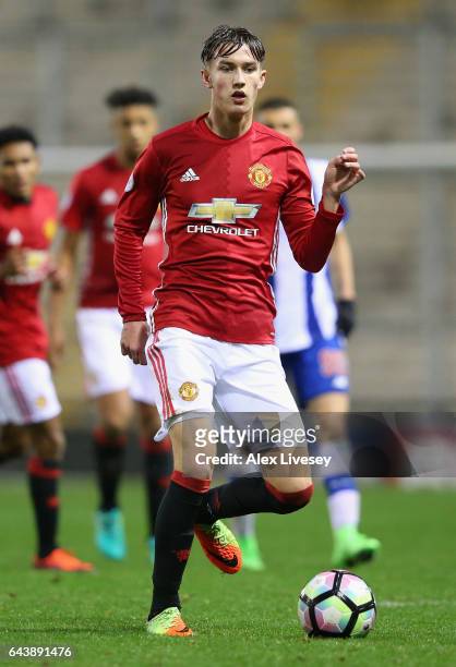 Callum Gribbin of Manchester United during the Premier League International Cup Quarter Final match between Manchester United U23 and Porto B at...