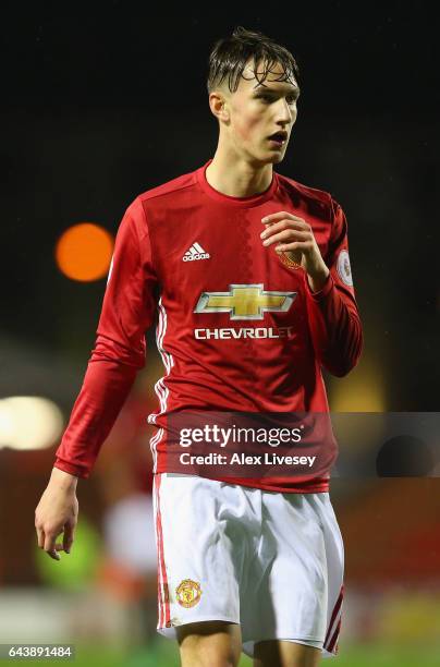 Callum Gribbin of Manchester United during the Premier League International Cup Quarter Final match between Manchester United U23 and Porto B at...