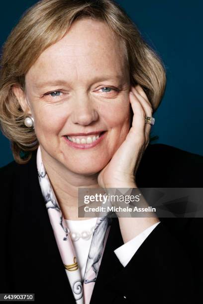 President and CEO of Hewlett-Packard, Meg Whitman is photographed for Fortune Magazine in 2004 in Berlin, Germany.