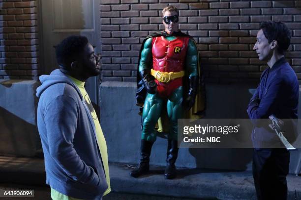 Emily Dates A Henchman" Episode 107 -- Pictured: Ron Funches as Ron, Alan Tudyk as Van, Danny Pudi as Teddy --