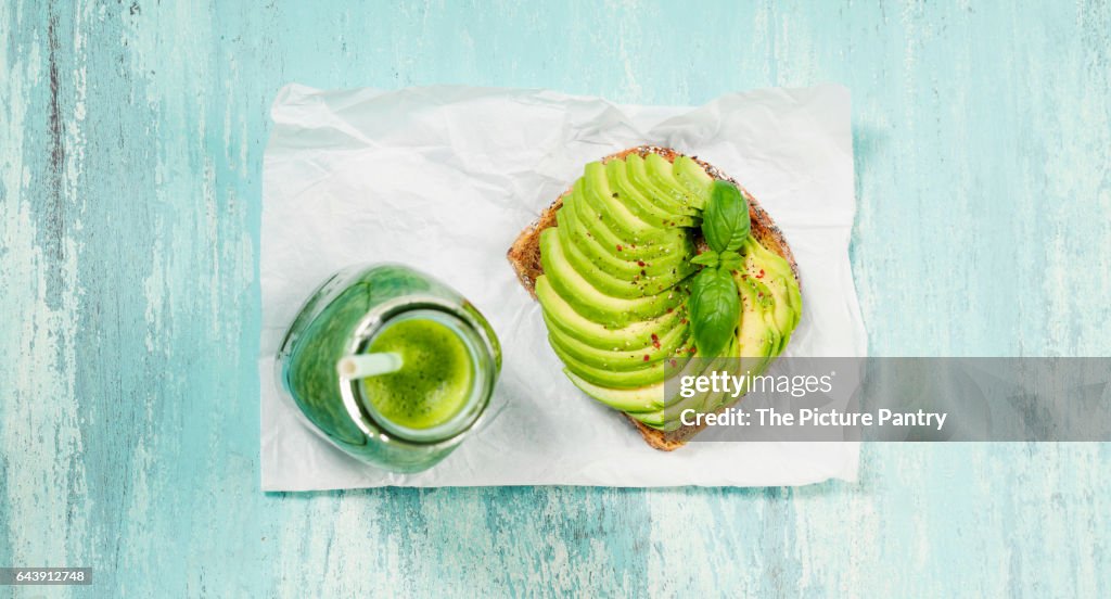 Healthy Vegetarian Sandwiches On Blue Rustic Background High-Res Stock
