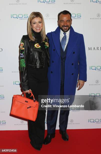 Elena Barolo and Alessandro Martorana attend a party for Mariano Di Vaio's blog on February 22, 2017 in Milan, Italy.