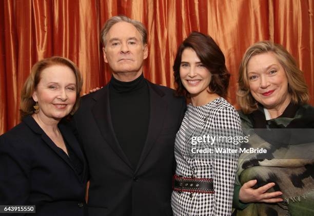 Kate Burton, Kevin Kline, Cobie Snulders and Kristine Nielsen attend the Broadway cast photo call for 'Present Laughter' at The Royal Suite at the...