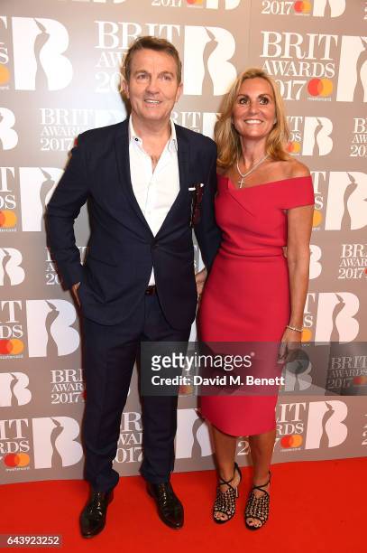 Bradley Walsh and Donna Derby attend The BRIT Awards 2017 at The O2 Arena on February 22, 2017 in London, England.