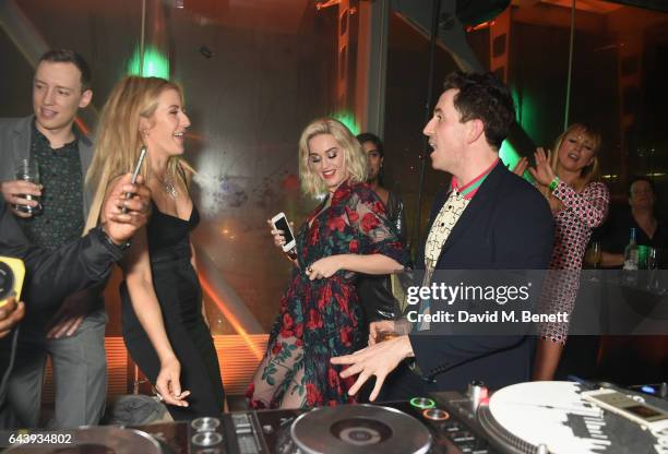 Ellie Goulding, Katy Perry and Nick Grimshaw attend the Universal Music BRIT Awards After-Party 2017 hosted by Soho House and BACARDI Rum at 180 The...