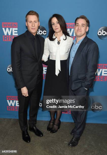 Director Dustin Lance Black,Mary-Louise Parker and T.R. Knight attend the "When We Rise" New York Screening Event at The Metrograph on February 22,...