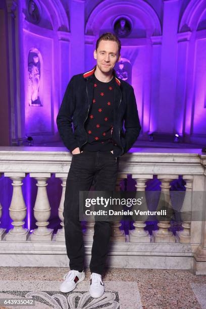 Tom Hiddleston attends the Gucci event during Milan Fashion Week Fall/Winter 2017/18 on February 22, 2017 in Milan, Italy.