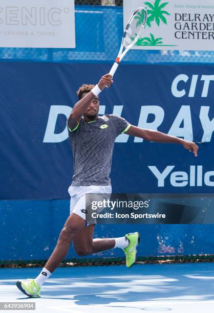 Darian King is defeated by Steve Darcis during the Qualifying Round of the ATP Delray Beach Open on February 19, 2017 in Delray Beach, Florida.