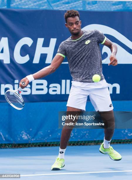 Darian King is defeated by Steve Darcis during the Qualifying Round of the ATP Delray Beach Open on February 19, 2017 in Delray Beach, Florida.