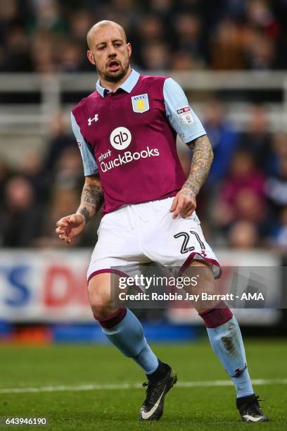 Alan Hutton of Aston Villa during the Sky Bet Championship match between Newcastle United and Aston Villa at St James' Park on February 20, 2017 in...