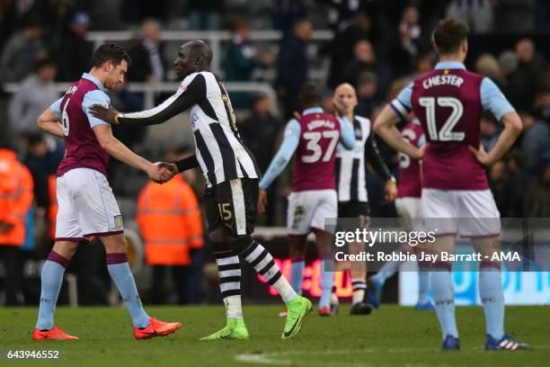 Dejected Aston Villa players at full time during the Sky Bet Championship match between Newcastle United and Aston Villa at St James' Park on...