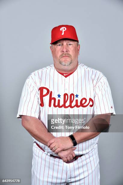 Matt Stairs of the Philadelphia Phillies poses during Photo Day on Monday, February 20, 2017 at Spectrum Field in Clearwater, Florida.