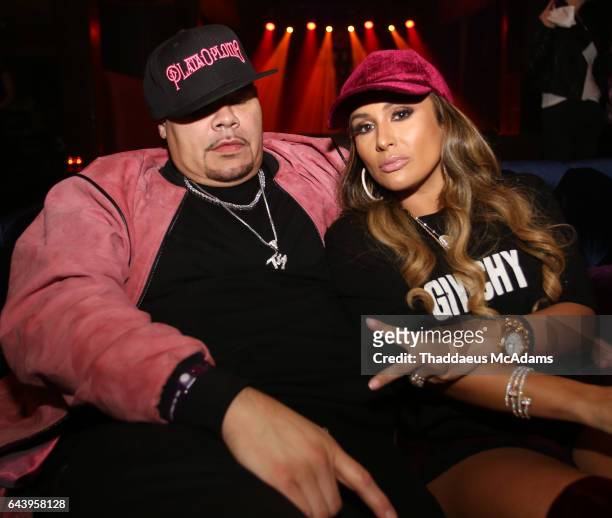 Fat Joe and Lorena Cartegena pose backstage at DJ Khaled and Friends at The House of Blues on February 18, 2017 in New Orleans, Louisiana.