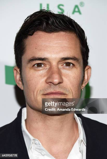 Actor Orlando Bloom arrives at the 14th Annual Global Green Pre-Oscar Gala at TAO Hollywood on February 22, 2017 in Los Angeles, California.