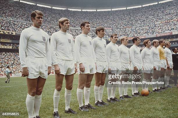 The England national football team line up inside the Azteca Stadium in Mexico City prior to their International Friendly game against Mexico on 1st...