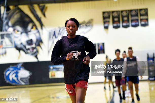 Grandview high school's Michaela Onyenwere running the court during practice at the schools gym. February 22, 2017 Aurora, CO.