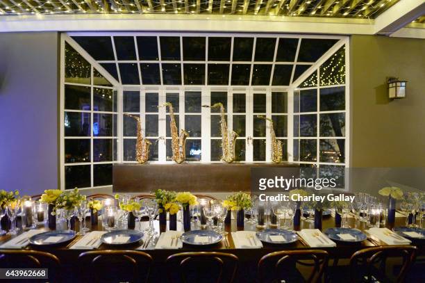 Table settings are seen during Vanity Fair and Barneys New York Private Dinner in Celebration of "La La Land" at Chateau Marmont on February 22, 2017...