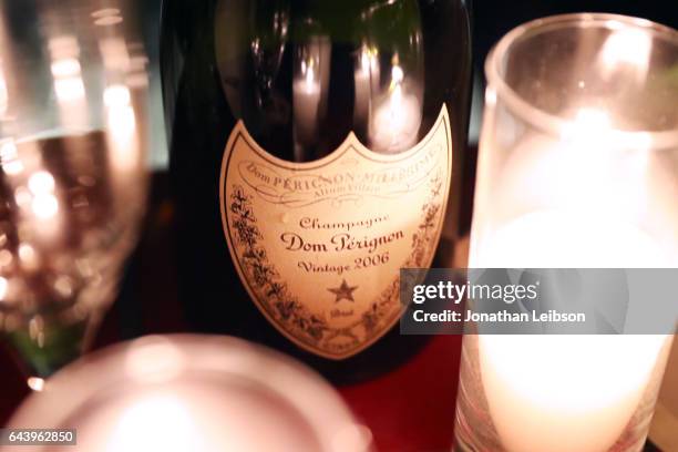 Champagne is served during Vanity Fair and Barneys New York Private Dinner in Celebration of "La La Land" at Chateau Marmont on February 22, 2017 in...