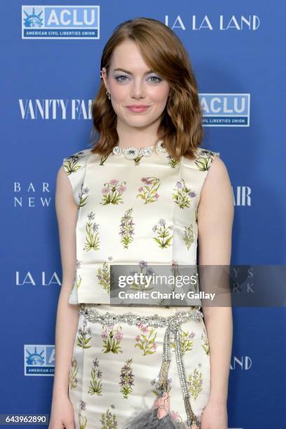 Actor Emma Stone attends Vanity Fair and Barneys New York Private Dinner in Celebration of "La La Land" at Chateau Marmont on February 22, 2017 in...