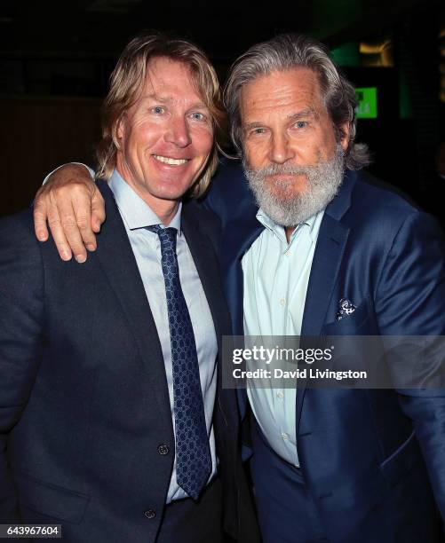 Actor Jeff Bridges and professional explorer Doug Stoup attend the 14th Annual Global Green Pre-Oscar Gala at TAO Hollywood on February 22, 2017 in...