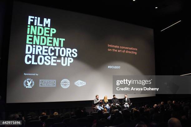 Josh Welsh, Andrea Arnold, Robert Eggers and Pablo Larrain attend the Film Independent Hosts DCU: Director's Roundtable at Landmark Nuart Theatre on...