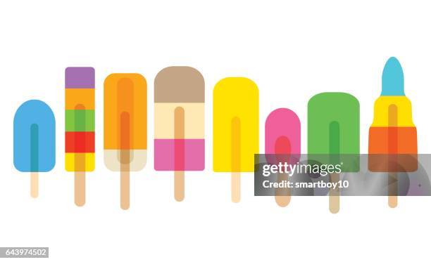 ilustraciones, imágenes clip art, dibujos animados e iconos de stock de hielo polos de o paletas heladas - flavored ice