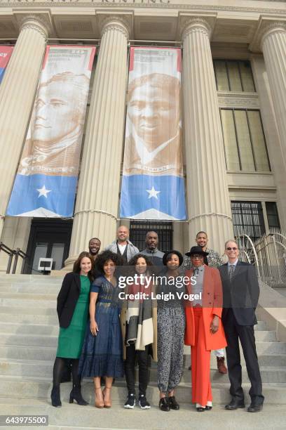 43rd Treasurer of the United States Rosie Rios, Amirah Vann, Jurnee Smollet-Bell, Misha Green, Aisha Hinds and Director of U.S. Bureau of Engraving...