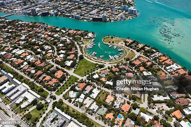 aerial view of houses civilization, miami fl - miami business imagens e fotografias de stock