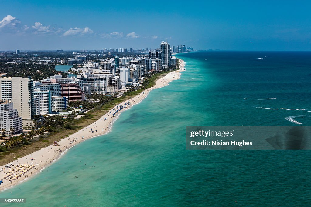 Aerial view of South Beach Miami Florida cityscape