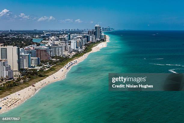aerial view of south beach miami florida cityscape - miami beach miami photos et images de collection