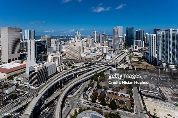 aerial of interstate 95 in miami florida - interstate 95 stock pictures, royalty-free photos & images