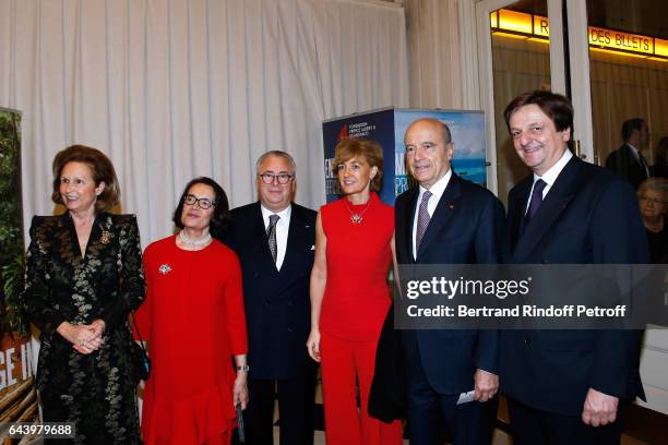 Patricia Husson, Owners of the Salle Gaveau, Jean-Marie with his wife Chantal, Alain Juppe with his wife Isabelle and Jean-Luc Allavena attend the...