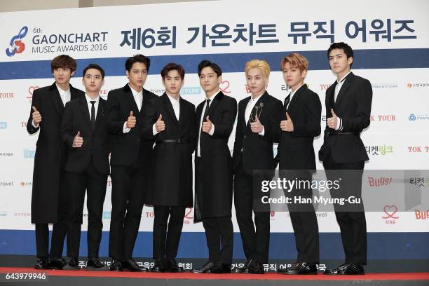 Boy band EXO attends the 6th Gaon Chart K-Pop Awards on February 22, 2017 in Seoul, South Korea.