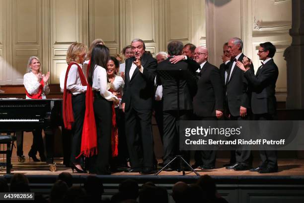 Pianist Francois Weigel, Baron Francois-Xavier de Sambucy de Sorgue, Opera Singer Ruggero Raimondi sing Carmen with "Les Comperes" during the...