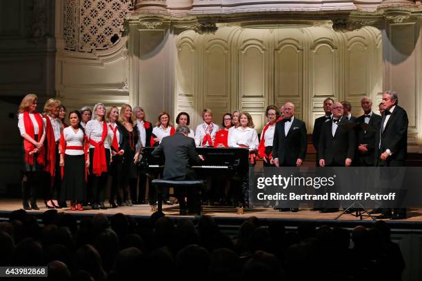 Pianist Francois Weigel, Baron Francois-Xavier de Sambucy de Sorgue, Opera Singer Ruggero Raimondi sing Carmen with "Les Comperes" during the...