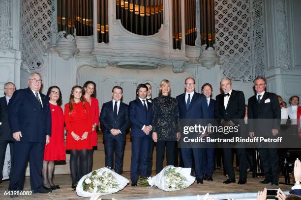 Owners of the Salle Gaveau, Jean-Marie Fournier and his wife Chantal Fournier, Anabelle Jaeger, violinist Renaud Capucon, pianist Miroslav Kultyshev,...